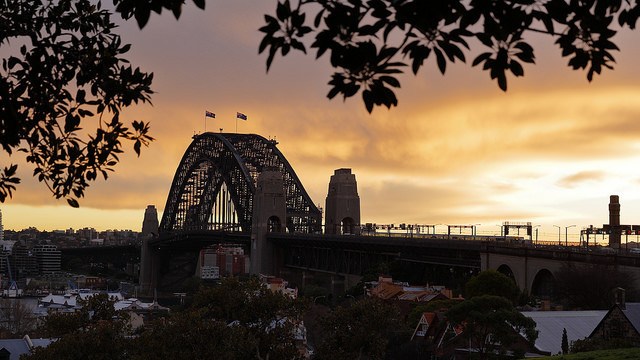 Sydney sunset of the city Observatory Hill