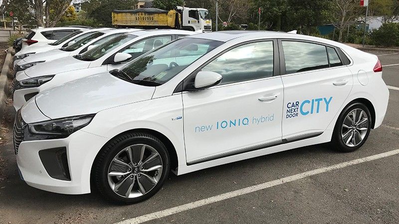 a Hyundai hybrid share car parked in Sydney